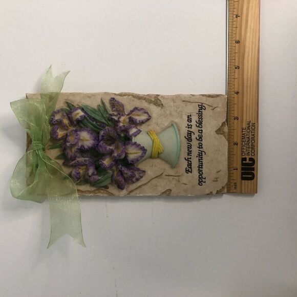 3d relief of purple irises in vase blessing quote wall decor easter friendship - Picture 5 of 5